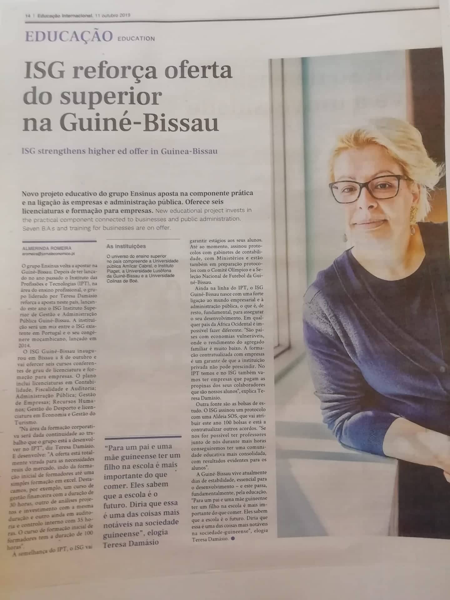 ISG Guin Bissau No Jornal Econ mico Grupo Ensinus
